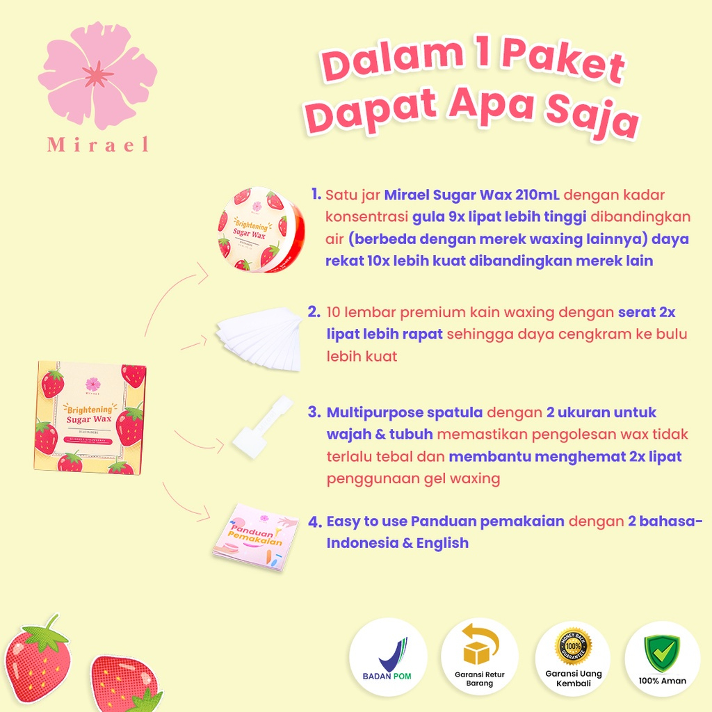 MIRAEL Brightening Strawberry Sugar Waxing Kit 210ML – Mirael
